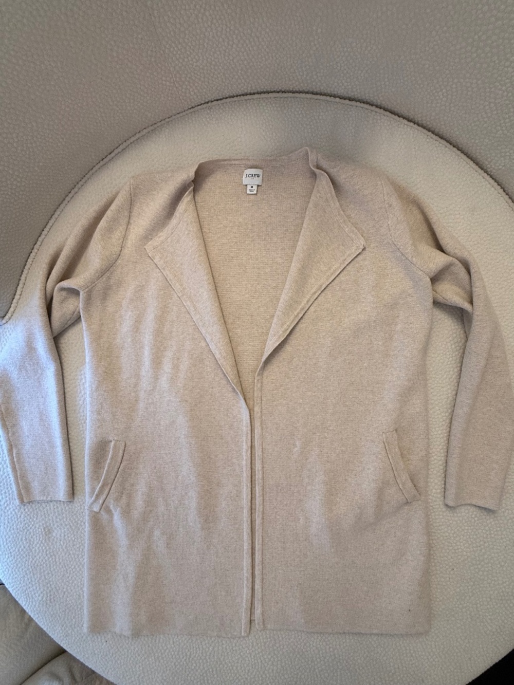 J.Crew Vanessa Sweater Jacket Oatmeal 100% Cotton M AN051
